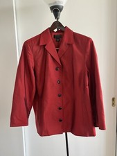 SIGRID OLSEN 100% Silk Stunning Blood 🩸 Red Blazer Jacket Women Lined Sz 14