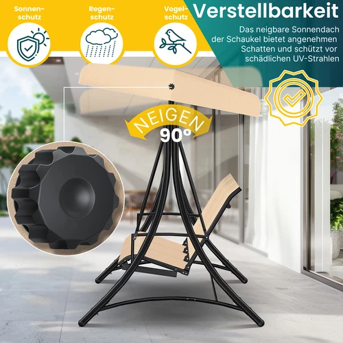 KESSER® Hollywoodschaukel Gartenschaukel mit Sonnendach 3er Schaukelbank 300kg - Bild 32 von 41