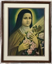 SAINT THERESE the little flower VARY RARE old ICON PRINT LITHO