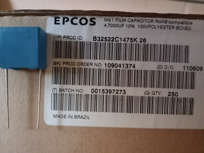 100x 4µ7 4,7µF 10% 100V MKT RM15 Epcos B32522 Kondensator 4u7 4,7uF bleifrei
