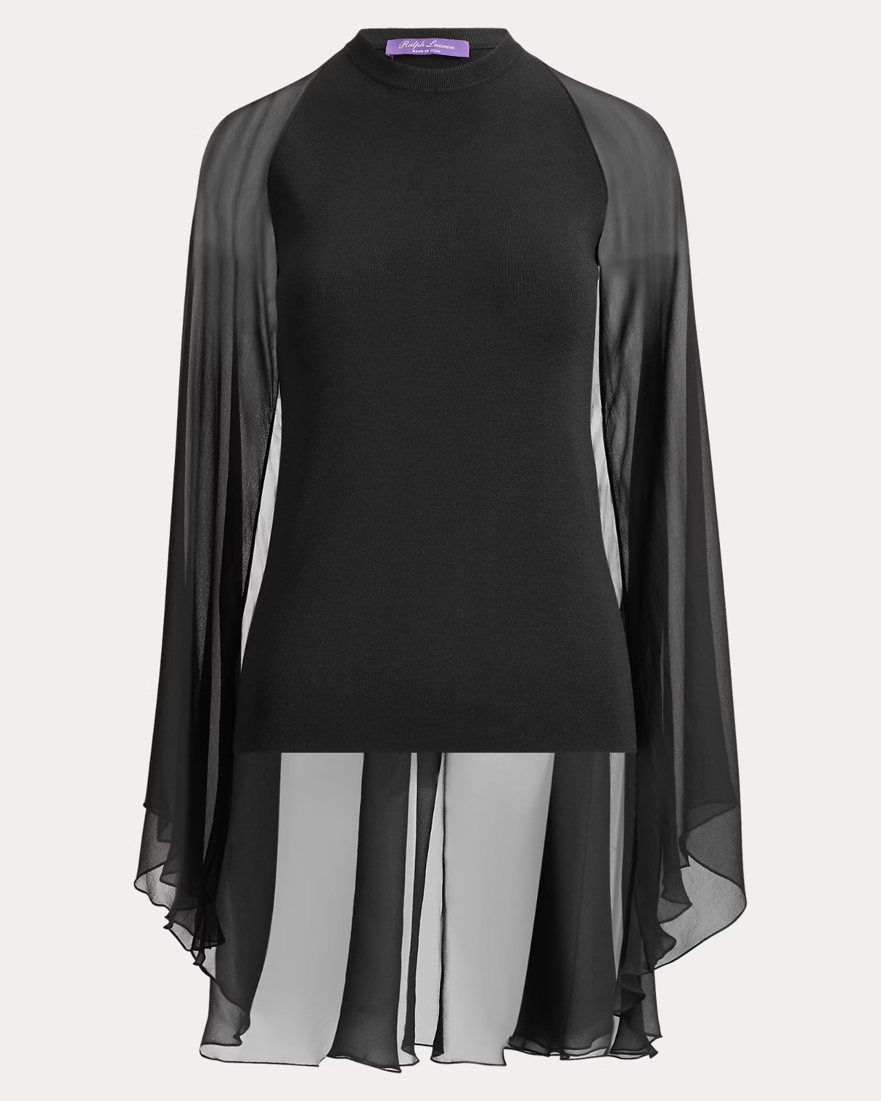 NEW Ralph Lauren Collection Long-Sleeve Silk Cape Top Black SIZE S/100percentAUTHENTIC image 2