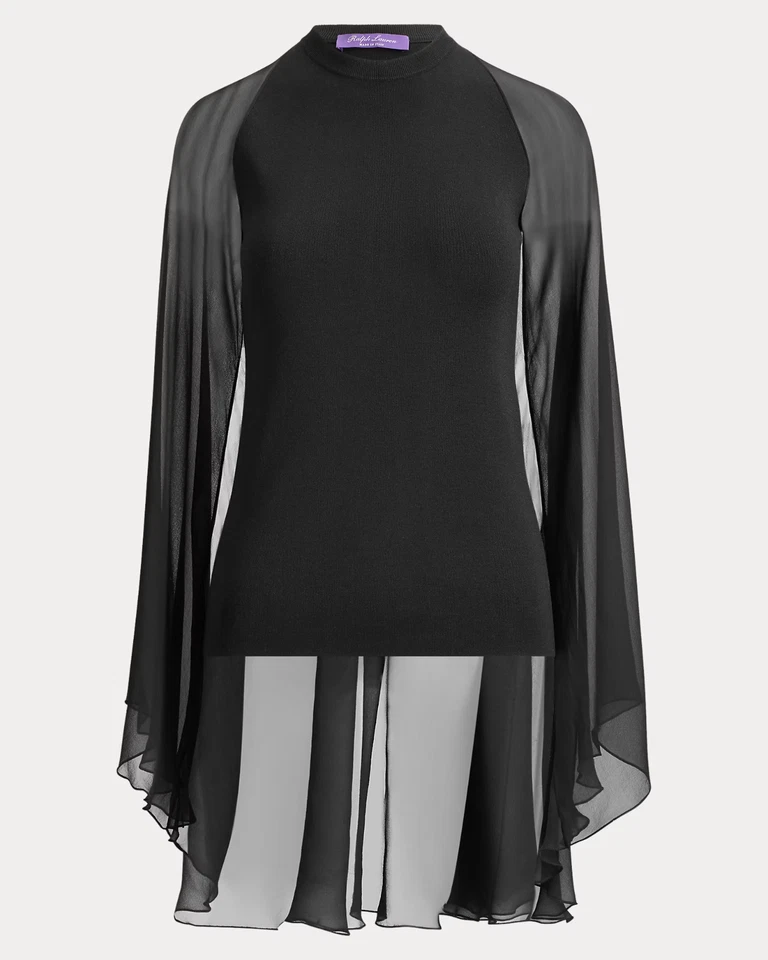 NUEVO Top con Capa de Seda Manga Larga Colección Ralph Lauren Negro TALLA S/100% AUTÉNTICO Foto 2 de 4