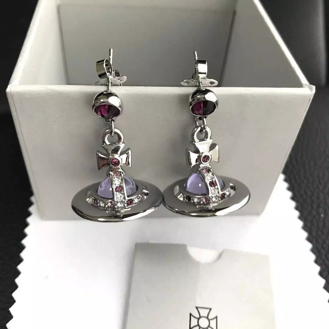 アクセサリー vivienne westwood orb zirconia earring Vivienne Westwood Embellished Orb-plaque Earrings | Silver