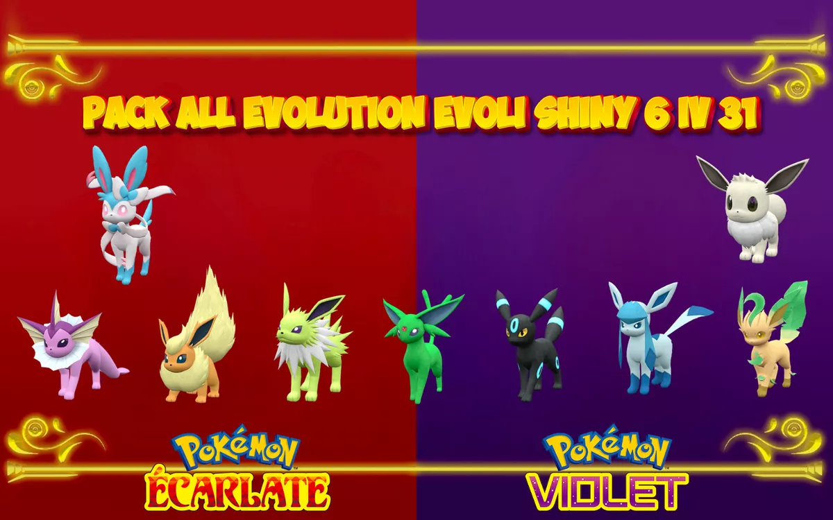 Pokemon Scarlet / Pokemon Purple: Pack 8 Evolution Evolutions Shiny Evoles  6 IV