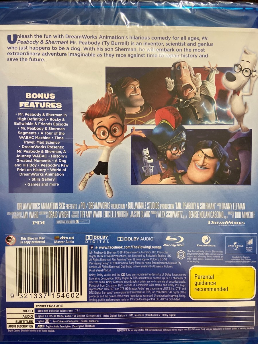 Mr Peabody And Sherman NEW/sealed BLU RAY (2014 animated kids