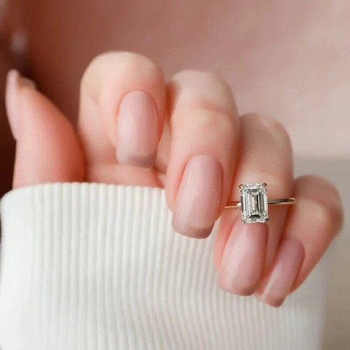IGI Certified 4.10 CT Emerald Cut Lab Grown Diamond Wedding Ring 950 Platinum - Picture 2 of 10