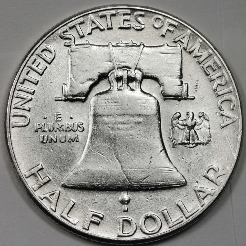 1955 Franklin Half Dollar.  Error.  "Bugs Bunny".    (Inventory A) - Image 2 of 3