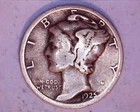1925  Mercury Head Silver Dime  BELOW FINE COND.  **129-6B