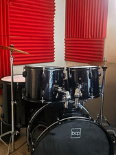 BCP Black Acoustic Drum Kit Set w/ Remo Head ...