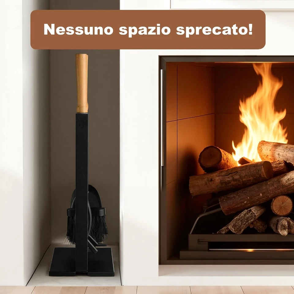 Amagabeli 5 Pezzi 64 Cm Set Di Strumenti per Camino Argento Accessori per Camino - Immagine 4 di 4