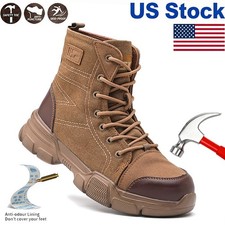 Mens Construction Safety Shoes Steel Toe Work Boots Anti-smash Waterproof Boots