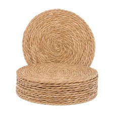 Defined Deco Woven Placemats Set of 10, 13" Round Rattan Placemats,Natural Ha...