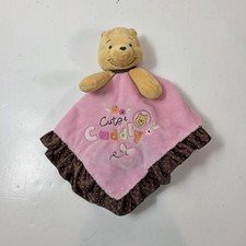 Disney Winnie Pooh Bear Pink Cute Cuddly Security Blanket Lovey Satin Trim Dots