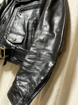 AERO RIDERS 黒 レザージャケット Aero Leather Double Riders Jacket Horsehide Black Size 40 Vintage
