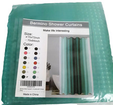 Bermino Shower Curtain Textured Green Ombre White Hooks Colorful New in Package