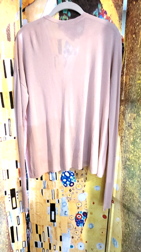 Dolce Gabbana Pink Silk High-Low Sweater in Excellent Condition - Picture 2 of 7