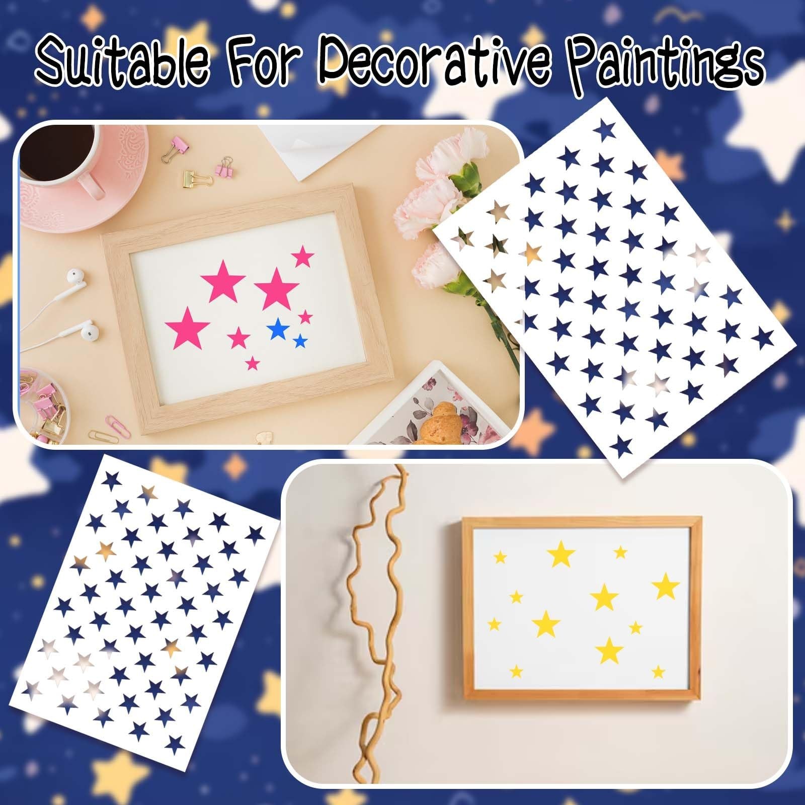 3pcs Star Stencils for Painting, 50 American Flag Star Stencil, 3 Sizes Large...
