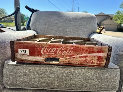 Coca-Cola Vintage Wooden Bottle Carrier Crate Red Soda Advertising