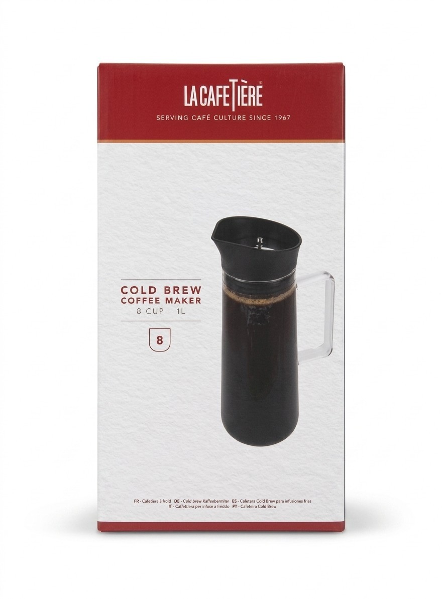 La Cafetiere Cold Brew 8 Cup 1 L Glass Coffee Maker with Mesh Filter and Handle