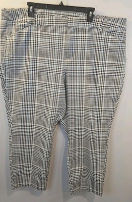 Old Navy Pants Size 24 Pixie Plaid High Rise Never Fade Blk Teal 46''x24'' PLUS
