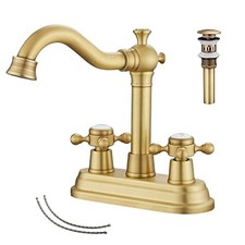 Bathroom Faucet Antique Brass 2 Handles 4 Inches Centerset Bathroom Vanity wi...