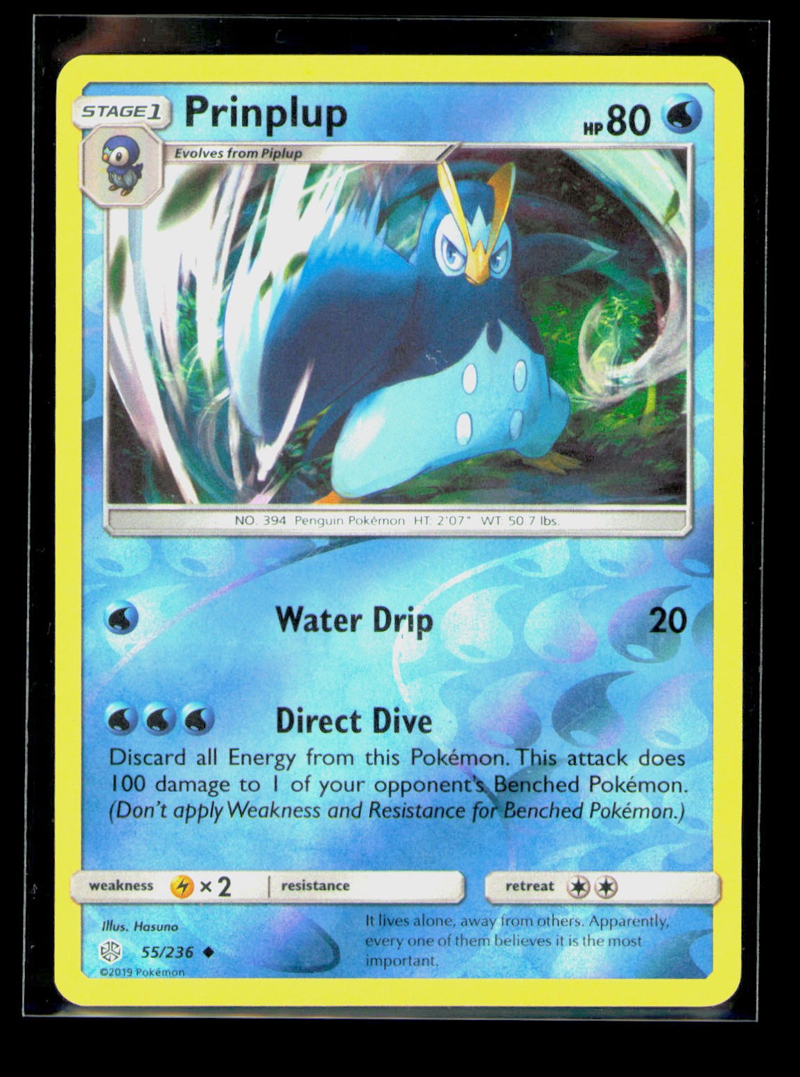 Prinplup Reverse Holo Uncommon SM - Cosmic Eclipse 55/236 LP