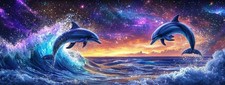 Large 5D Diamond Art Kits for Adults, Dolphins Diamond Painting Art Landscape...