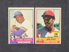 1976 O-PEE-CHEE 2 CARDS LOT HANK AARON #550 JIM RICE #340 HOF MLB BASEBALL