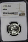 1953-D Washington 25C NGC MS 66