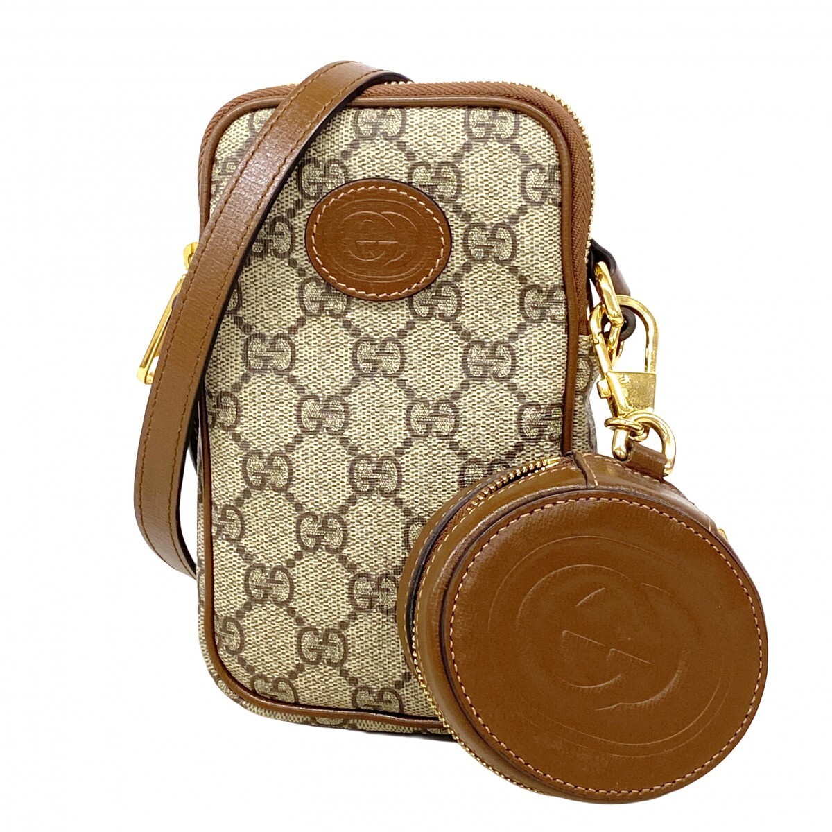 GUCCI Shoulder Bag GG Supreme 700959 PVC gold hardware 5904