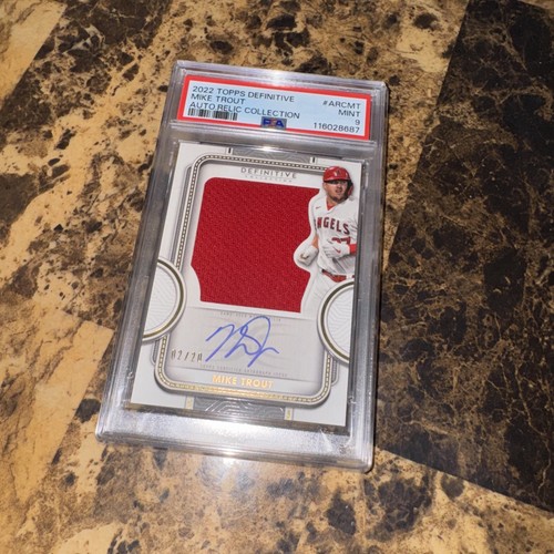 2022 topps definitive mike trout auto relic PSA 9 #’d /20