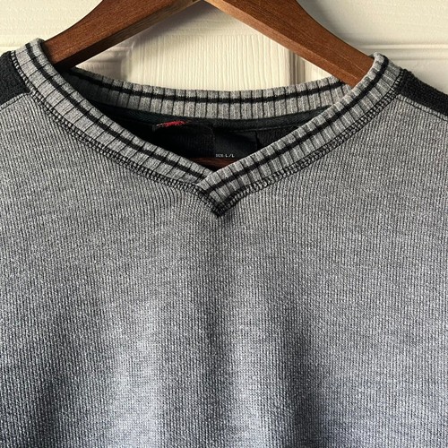 Vintage Plugg Co. Y2K Long Sleeve Sweater V-Neck | Gray & Black Size L - Picture 3 of 5
