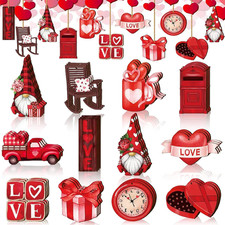 12 Pcs Valentines Day Decorations Valentine Tree Ornaments Red Heart Love Gno...