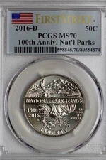 2016-D 50-cent 100 Ann Ntl Park Srvc PCGS SP-70 First Stk 