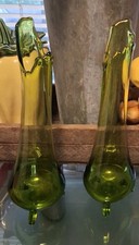 2 Vintage L E Smith 3 footed 12 Lime Avocado ...