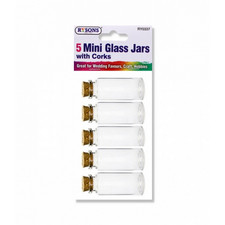 5X Mini Glass Jars with corks Clear Small Glasses Bottle Cork Stoppers uk seller