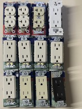 Lot 12 Leviton 15a/20amp Outlets Light Almond Ivory Brown Heavy Duty Child Proof