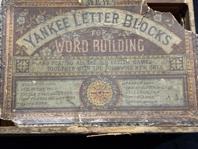 Vintage 1800's YANKEE LETTER BLOCKS Word Building; McLoughlin Bros. single sided