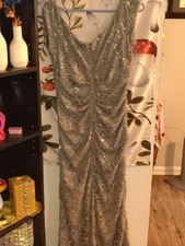 Alex Evenings Silver Sequined Maxi Gown
