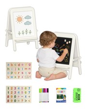 Tabletop Art Easel for Kids Double-Sided Kids Easel with Whiteboard  Chalkbo...