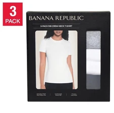 Banana Republic 3-pack Women's Ribbed Crewneck T-Shirt | Multi | Large