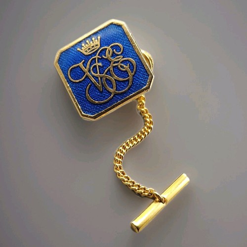 Venice Simplon Tie Pin Orient Express Tack Gold Tone Chain Blue Rare Train VSOE - Picture 2 of 6