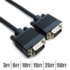 3-50FT VGA SVGA HD15 15-Pin Male to Male Cable Cord PC Monitor Laptop TV Black