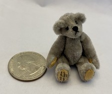 Sweet Vintage Miniature Artist Bear Grey Velveteen Fully Jointed 2  