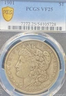 1901 $1 MORGAN SILVER DOLLAR PCGS VERY FINE 25 NO RESERVE