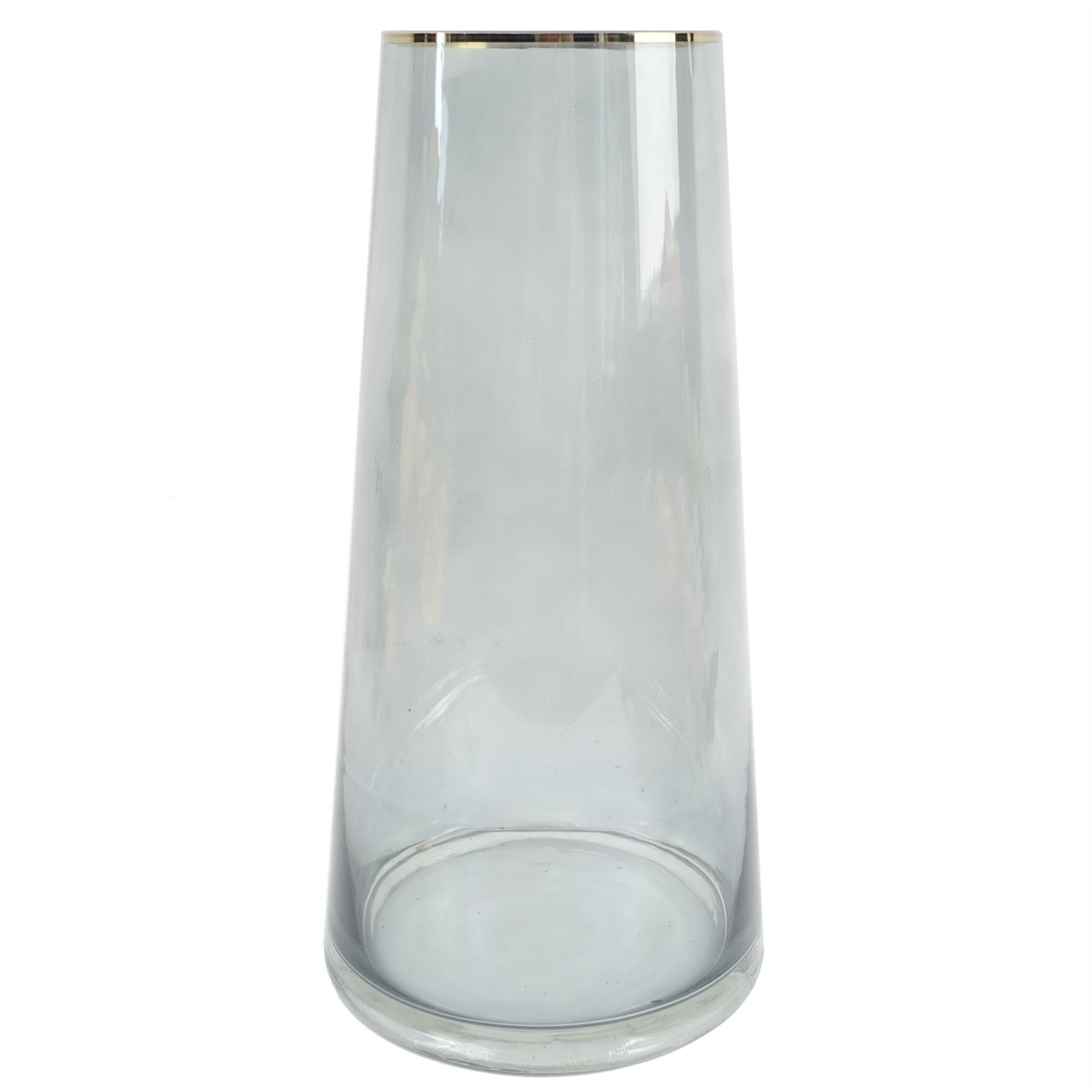 B&Q -  Glass Vase Gold Rim Smoke Grey Glass Vase 28Cm Botanik - Image 2