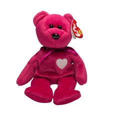 Ty Beanie Baby Valentina the Bear Fuchsia Pink Heart 1998 Retired Plush Toy 4233