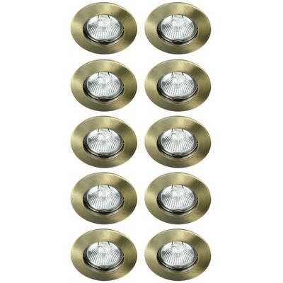 10 x Einbaustrahler Lampe Downlight DITO Gold Messing satiniert rund max. 35W