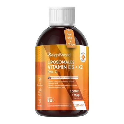 Liposomales Vitamin D3 K2 Tropfen - 250ml - K2 MK-7 - für Immunsystem & Knochen