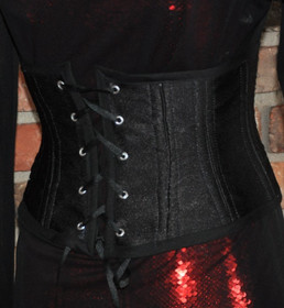 Reversible Lace-up Underbust Waspie Waist Corset Holographic Clubwear Goth XS